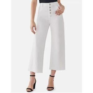 DL1961 Hepburn Jeans White 29 High Rise Wide Leg Tallic